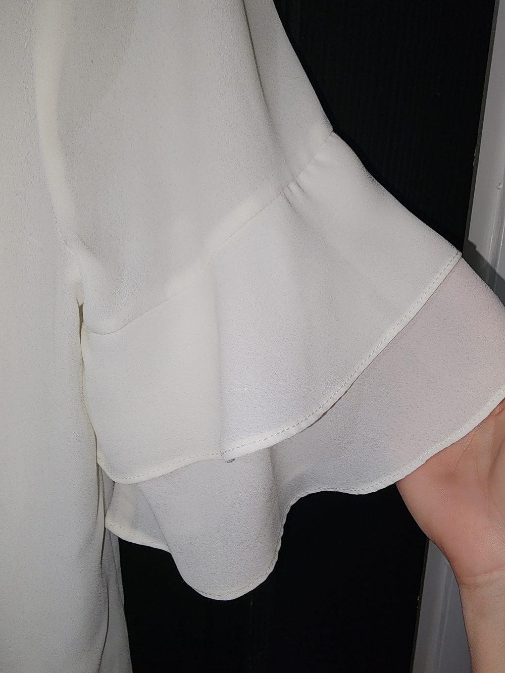 ModCloth Cream Ruffle-Sleeve Button Front Blouse - Picture 4 of 4